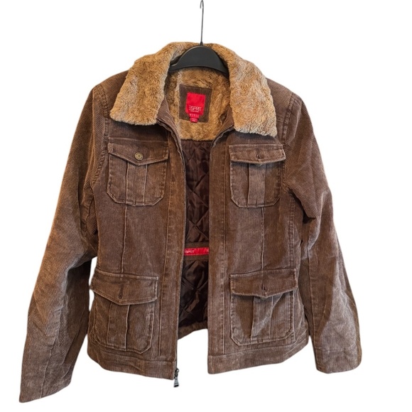 Esprit Other - VTG Esprit Brown Corduroy Faux Fur Trimmed Jacket Size S. Stranger thing/Y2K